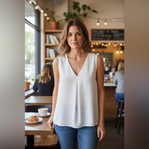 Elegant White Sleeveless Blouse